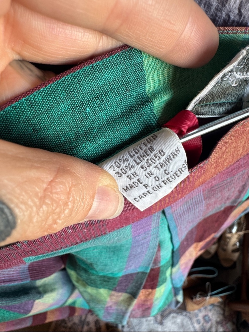 Vintage Christian Dior Multicolor Plaid Midi Skirt - Picture 4 of 5